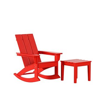 Westintrends Outdoor/patio Modern Adirondack Rocking Chair With Square Side Table