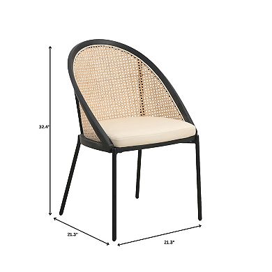 Leisuremod Vinyl Dining Chair Vinyl With Wicker Back In Stainless Steel Urbane Series