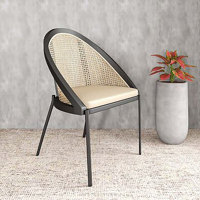 Leisuremod Vinyl Dining Chair Vinyl With Wicker Back In Stainless Steel Urbane Series