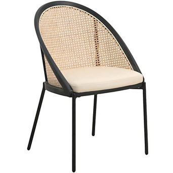 Leisuremod Vinyl Dining Chair Vinyl With Wicker Back In Stainless Steel Urbane Series