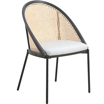 Leisuremod Vinyl Dining Chair Vinyl With Wicker Back In Stainless Steel Urbane Series