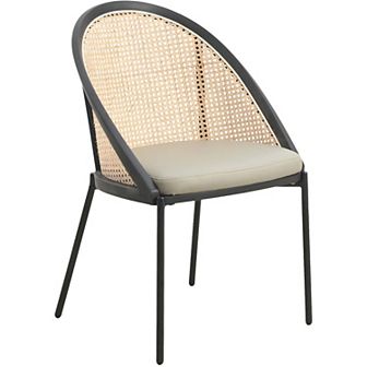 Leisuremod Vinyl Dining Chair Vinyl With Wicker Back In Stainless Steel Urbane Series