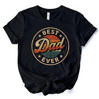 Best Dad Ever Retro Sunset T-Shirt, Black Vintage Fathers Gift Tee