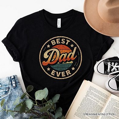 Best Dad Ever Retro Sunset T-Shirt, Black Vintage Fathers Gift Tee