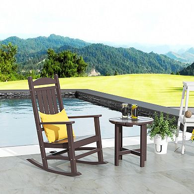 Westintrends Outdoor Patio Porch Rocking Chair With Side Table Set