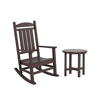 Westintrends Outdoor Patio Porch Rocking Chair With Side Table Set