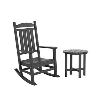 Westintrends Outdoor Patio Porch Rocking Chair With Side Table Set