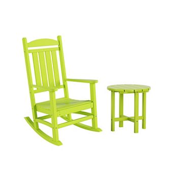 Westintrends Outdoor Patio Porch Rocking Chair With Side Table Set