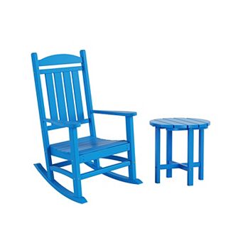 Westintrends Outdoor Patio Porch Rocking Chair With Side Table Set