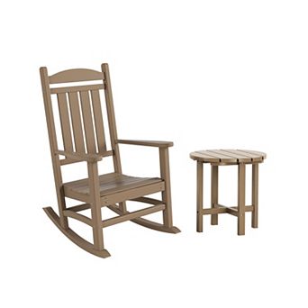 Westintrends Outdoor Patio Porch Rocking Chair With Side Table Set