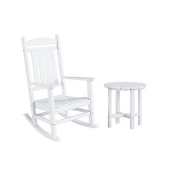 Westintrends Outdoor Patio Porch Rocking Chair With Side Table Set