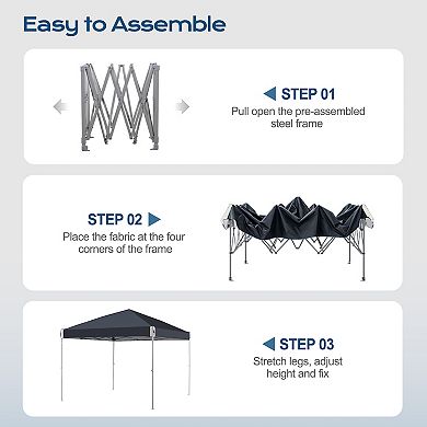 Aoodor 10'x10' Waterproof and UV resistant Pop Up Canopy Tent with Roller Bag
