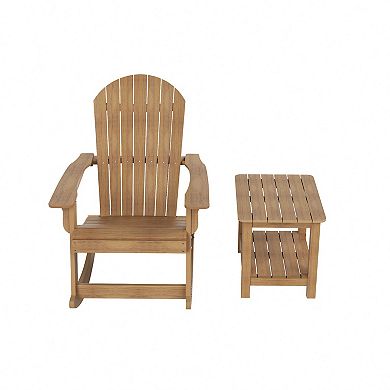 Westintrends Outdoor/patio Hips All-weather Adirondack Rocking Chair With Side Table