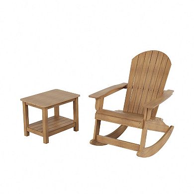 Westintrends Outdoor/patio Hips All-weather Adirondack Rocking Chair With Side Table