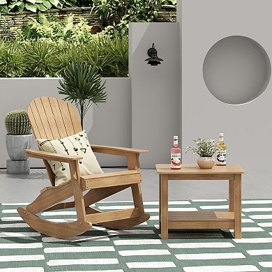 Westintrends Outdoor/patio Hips All-weather Adirondack Rocking Chair With Side Table
