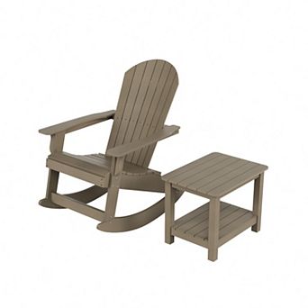 Westintrends Outdoor/patio Hips All-weather Adirondack Rocking Chair With Side Table