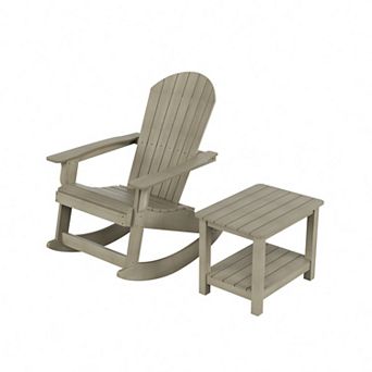 Westintrends Outdoor/patio Hips All-weather Adirondack Rocking Chair With Side Table