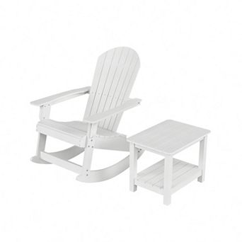 Westintrends Outdoor/patio Hips All-weather Adirondack Rocking Chair With Side Table