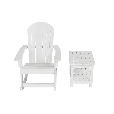 Westintrends Outdoor/patio Hips All-weather Adirondack Rocking Chair With Side Table