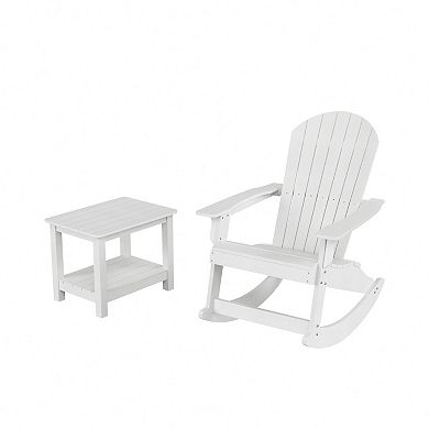 Westintrends Outdoor/patio Hips All-weather Adirondack Rocking Chair With Side Table