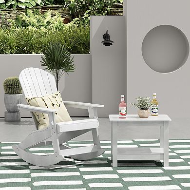 Westintrends Outdoor/patio Hips All-weather Adirondack Rocking Chair With Side Table