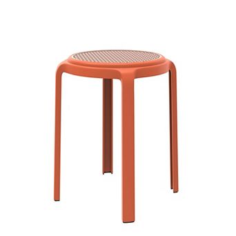 Leisuremod Tresse Series Stackable Round Poly Stool With Wicker Top