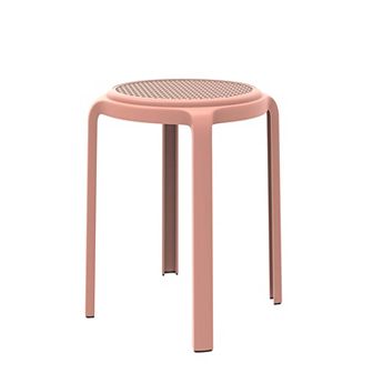 Leisuremod Tresse Series Stackable Round Poly Stool With Wicker Top