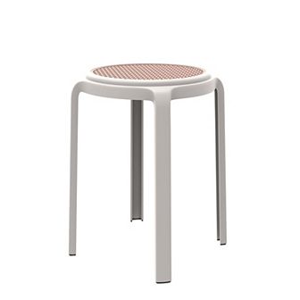 Leisuremod Tresse Series Stackable Round Poly Stool With Wicker Top
