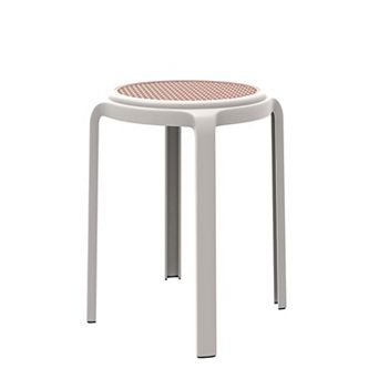 Leisuremod Tresse Series Stackable Round Poly Stool With Wicker Top