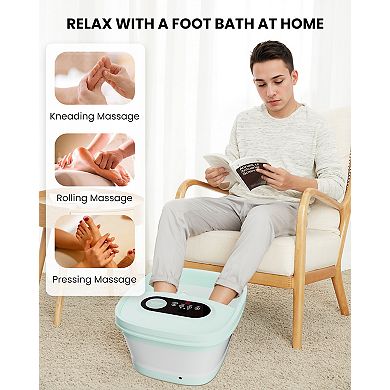 Snailax Heated Foot Spa Bath Massager with Bubble Red Light Pedicure, Foot Care Gifts