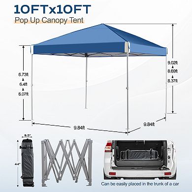 Aoodor 10'x10' Waterproof and UV resistant Pop Up Canopy Tent with Roller Bag
