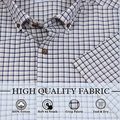 Wear Sierra Men's Button Down Top Shelf Cotton Short Sleeve Shirts with Plaid Pattern
