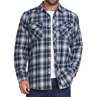 Men's Contrasting Colors Checked Slim Fit Long Sleeved Button Down Shirts with Pocket