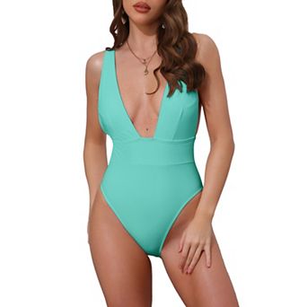 Women's Deep V Plunge Monokini Backless Bikini Set 1 pc Wide Strap Slimming Swimwear Bathing Suit
