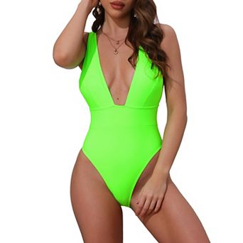 Women's Deep V Plunge Monokini Backless Bikini Set 1 pc Wide Strap Slimming Swimwear Bathing Suit