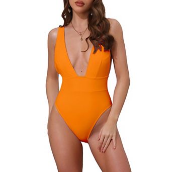 Women's Deep V Plunge Monokini Backless Bikini Set 1 pc Wide Strap Slimming Swimwear Bathing Suit