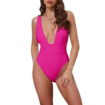Women's Deep V Plunge Monokini Backless Bikini Set 1 pc Wide Strap Slimming Swimwear Bathing Suit