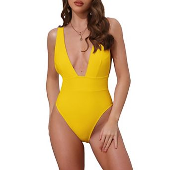 Women's Deep V Plunge Monokini Backless Bikini Set 1 pc Wide Strap Slimming Swimwear Bathing Suit