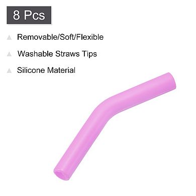 8pcs Silicone Straw Elbows Tips, Soft Reusable Straw Covers Fit for 8mm/0.31" OD Straws