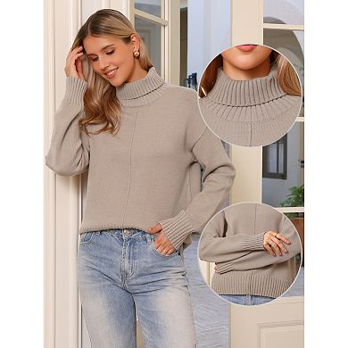 Turtleneck Sweater for Women's Long Sleeve Fall Winter Casual Pullover Knit Top