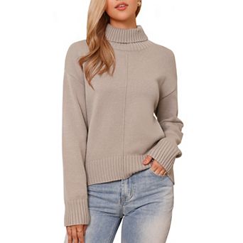 Turtleneck Sweater for Women's Long Sleeve Fall Winter Casual Pullover Knit Top