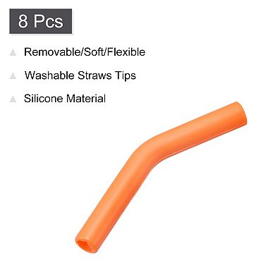 8pcs Silicone Straw Elbows Tips, Soft Reusable Metal Straw Covers Fit for 6mm/0.24" OD Straws