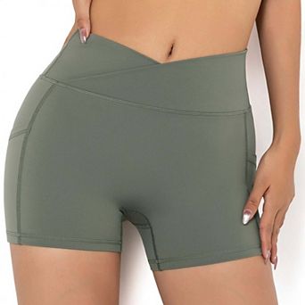 Women's Tight Fitting High Waisted Pocket Sport V-Waist Band Shorts
