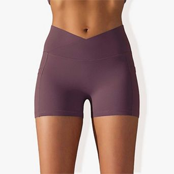 Women's Tight Fitting High Waisted Pocket Sport V-Waist Band Shorts