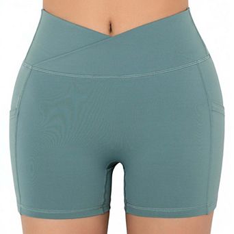 Women's Tight Fitting High Waisted Pocket Sport V-Waist Band Shorts
