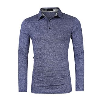 Men's Long Sleeve Golf Shirts Casual Collared T-Shirt Stylish Quick Dry Polo Shirt