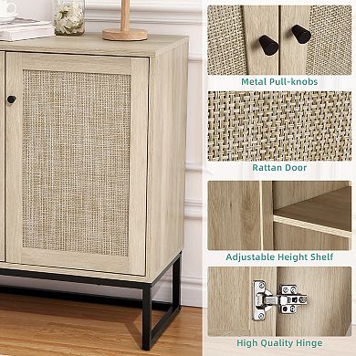 Sideboard Buffet Cabinet Rattan Storage Cabinet