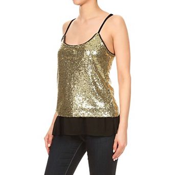Women's Sequin Spaghetti Camisole Tank Top
