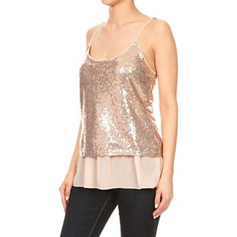 Women's Sequin Spaghetti Camisole Tank Top