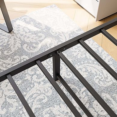 Mondawe Premium Metal Bed Frame No Box Spring Needed with Vintage Headboard and Footboard